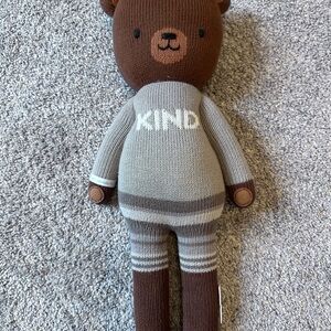 Charming Brown and Gray Knit Bear Plush